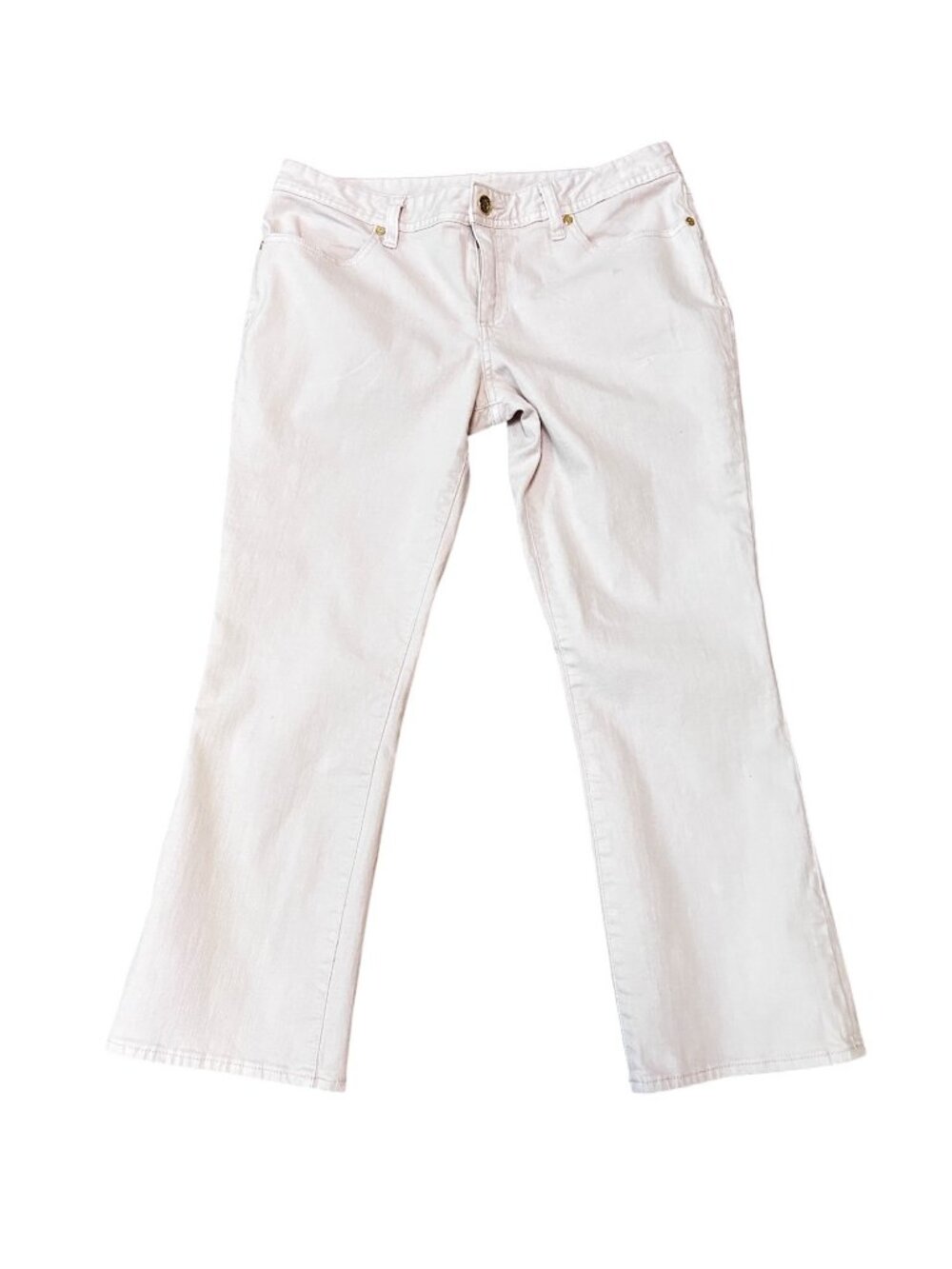 Tory Burch Womens Light Pink Denim Crop Jeans Size 31 Bootcut Embroidered Pocket